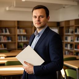Ekonomikas pasniedzējs ar finanšu grāmatu Liepājas studiju telpā